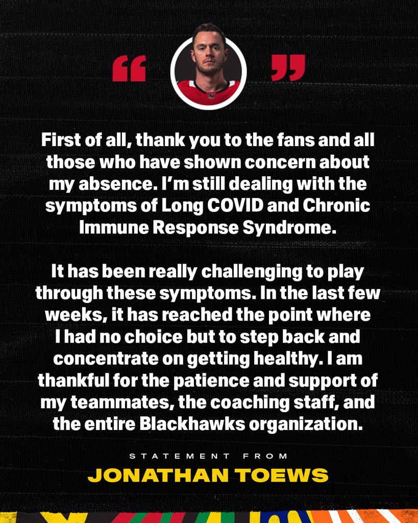 Jonathan Toews will not return to Blackhawks next season - NBC Sports